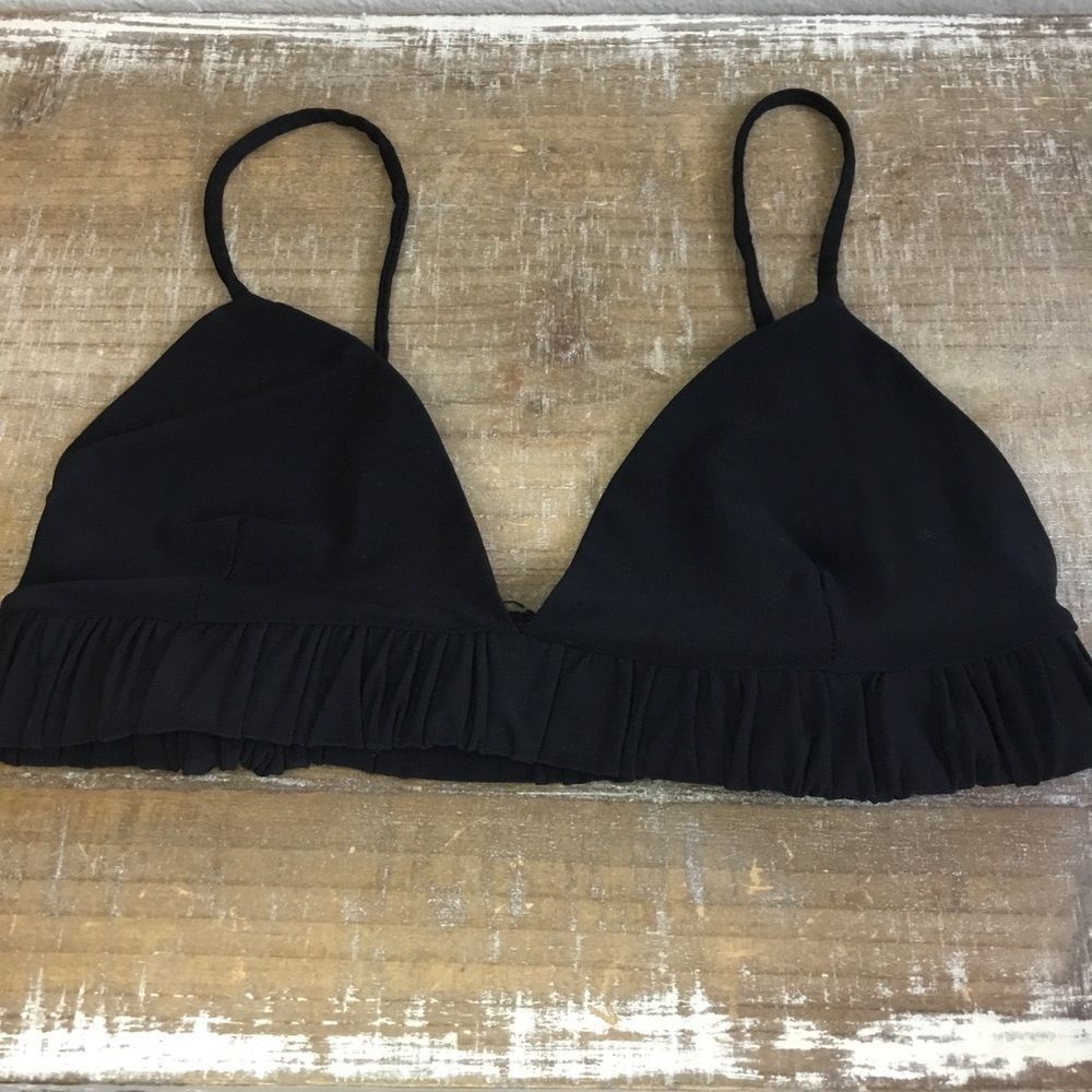 Versatile black bra top casual stretchy band adjustable spagetti straps size S